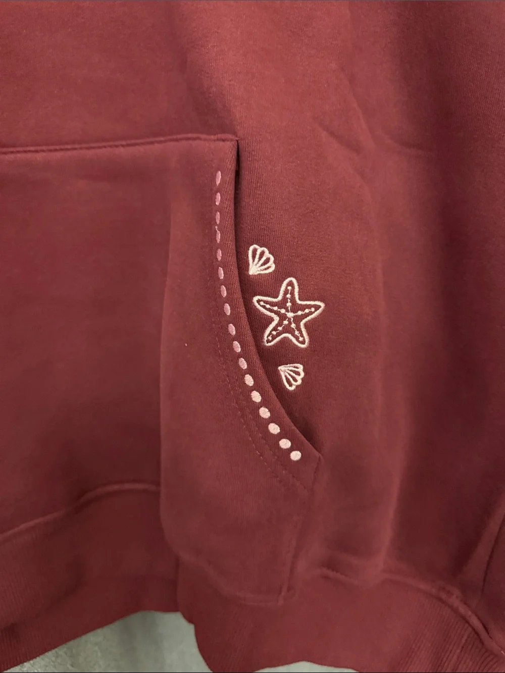 Pink Palm Puff Women's Maroon Hoodie - Picture 3 of 12